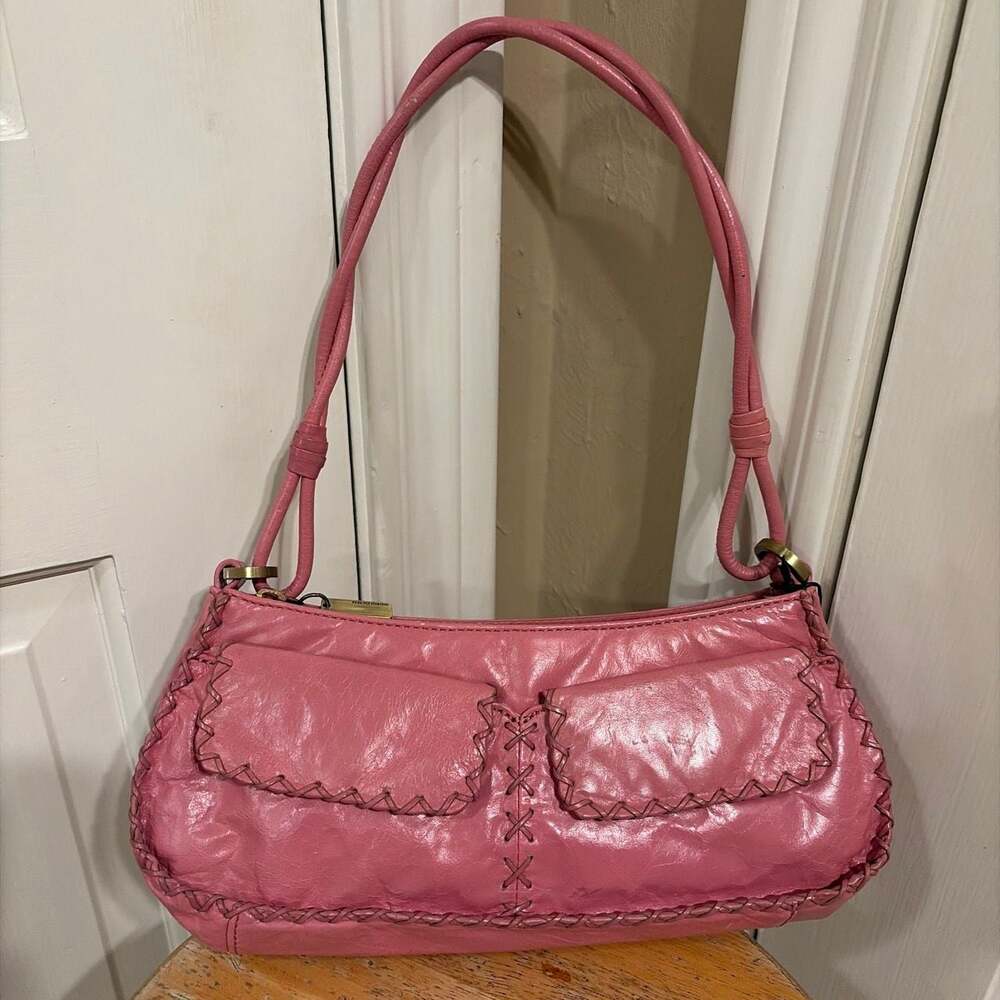 Sigrid Olsen Pink Leather Woven Detail Shoulder Bag